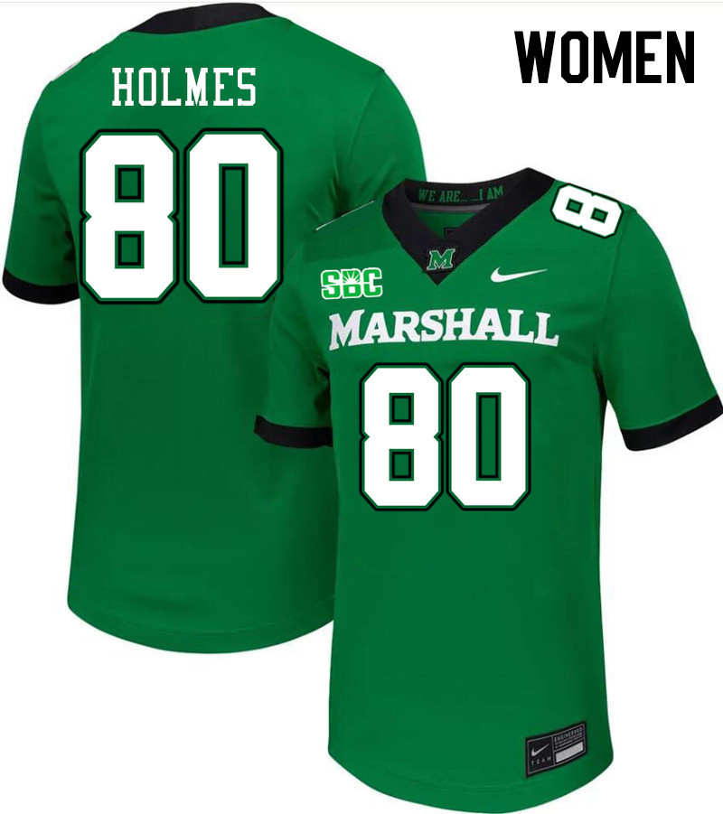 Women #80 Justin Holmes Marshall Thundering Herd SBC Conference College Football Jerseys Stitched-Gr